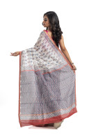 Chanderi Silk Saree With All Over Floral Print And Contrast Color Border With Golden Zari (KR2205)